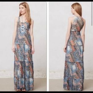 Anthro Weston Wear Boho Solene Tiered Maxi Dress